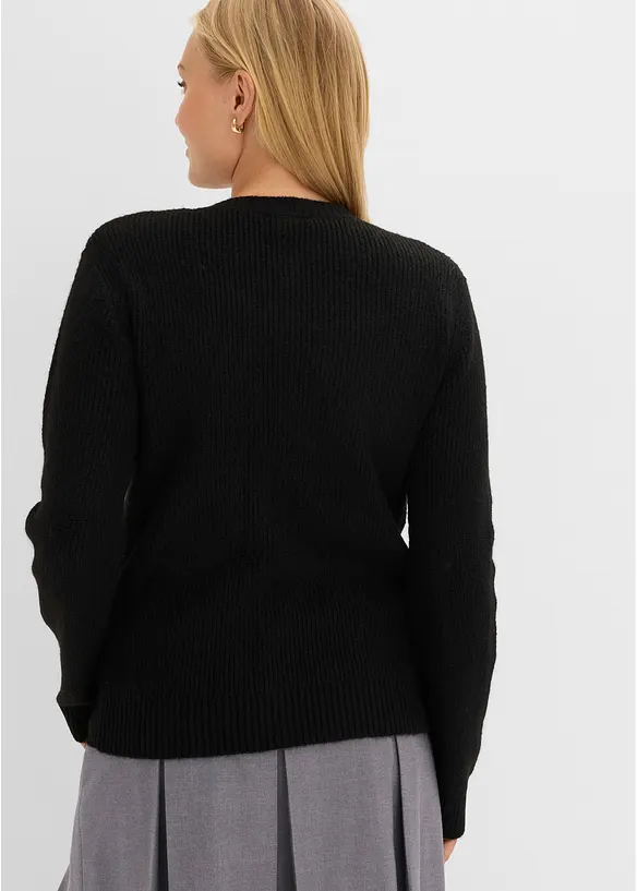Cardigan med sl&oslash;yfepynt p&aring; trykknappestolpen, bonprix