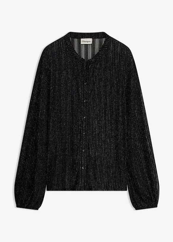 Metallicskimrende bluse i plissert stil, bonprix