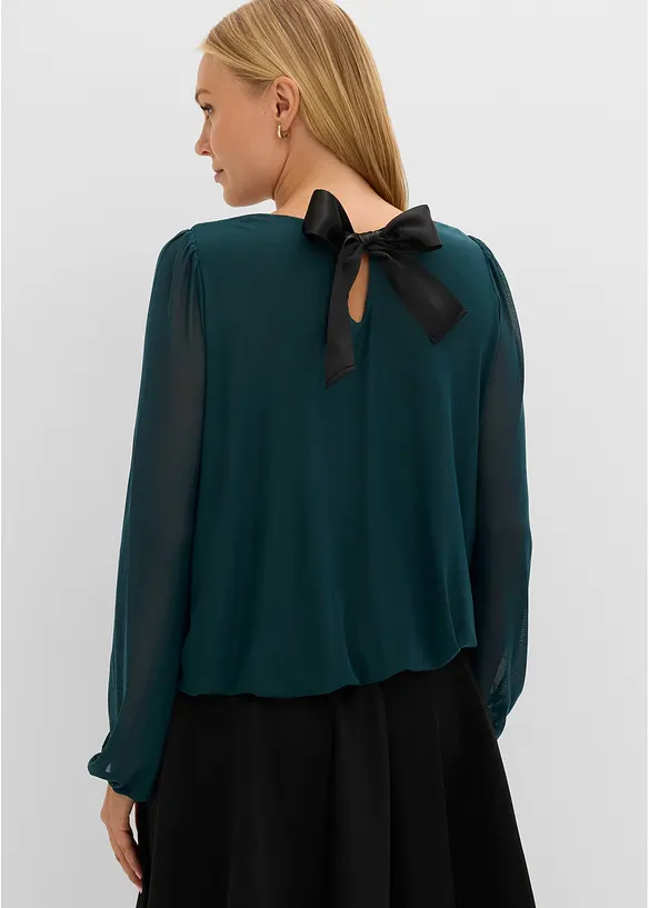 Langermet topp i myk mesh, bonprix