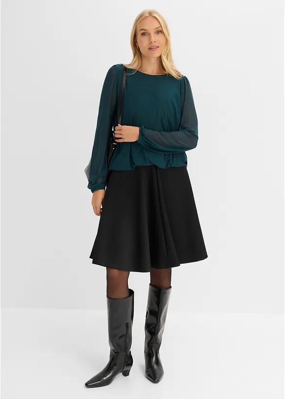 Langermet topp i myk mesh, bonprix