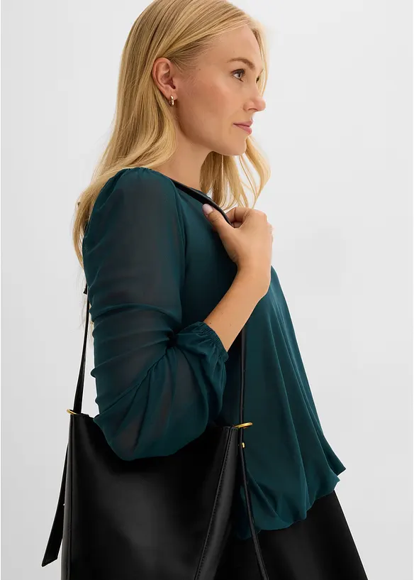 Langermet topp i myk mesh, bonprix