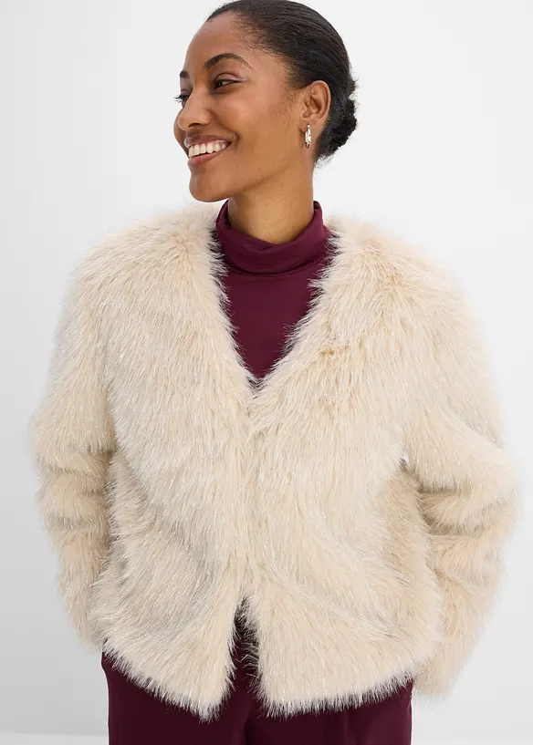 Fuskepelsjakke i glitterlook, bonprix