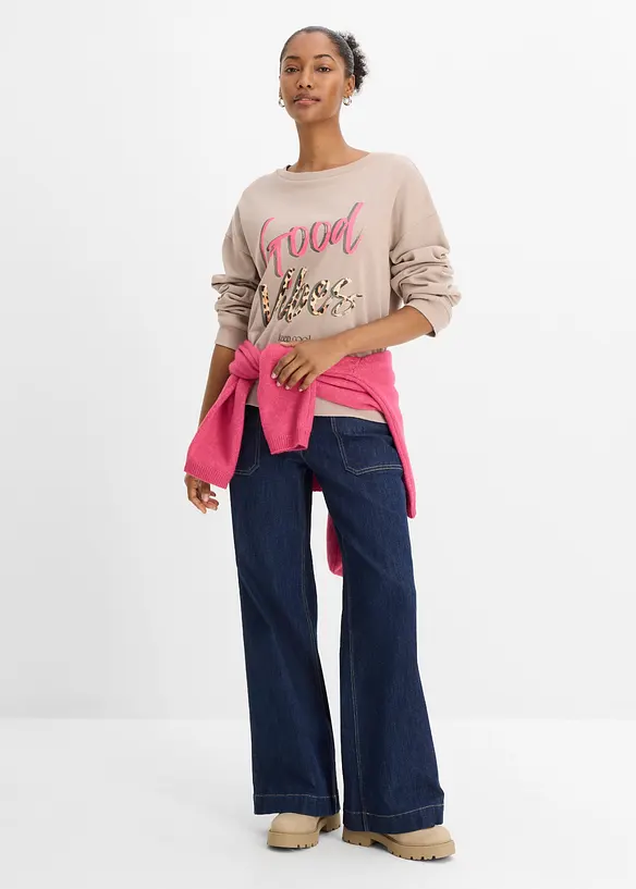 Sweatshirt i myk bomullsmiks, bonprix