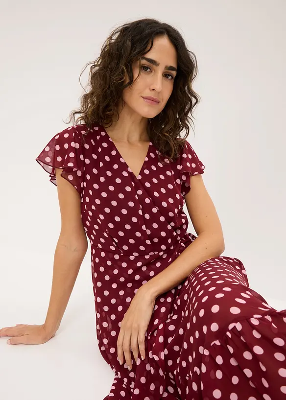 Chiffonkjole med volanger, bonprix