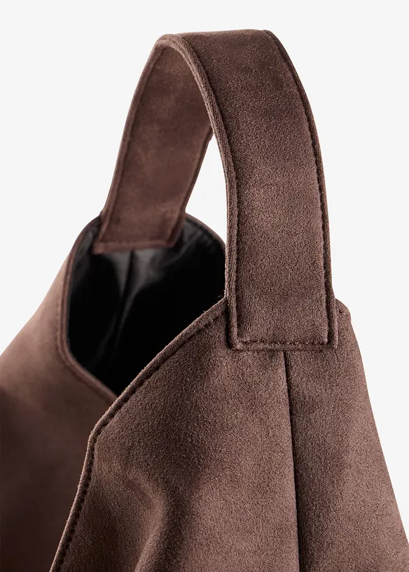 Shopper i imitert, semsket skinn, bonprix
