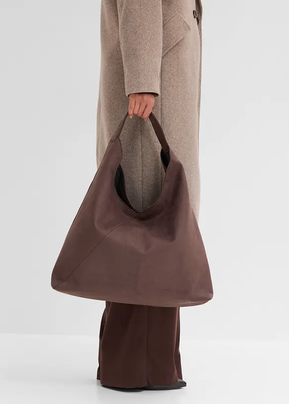 Shopper i imitert, semsket skinn, bonprix