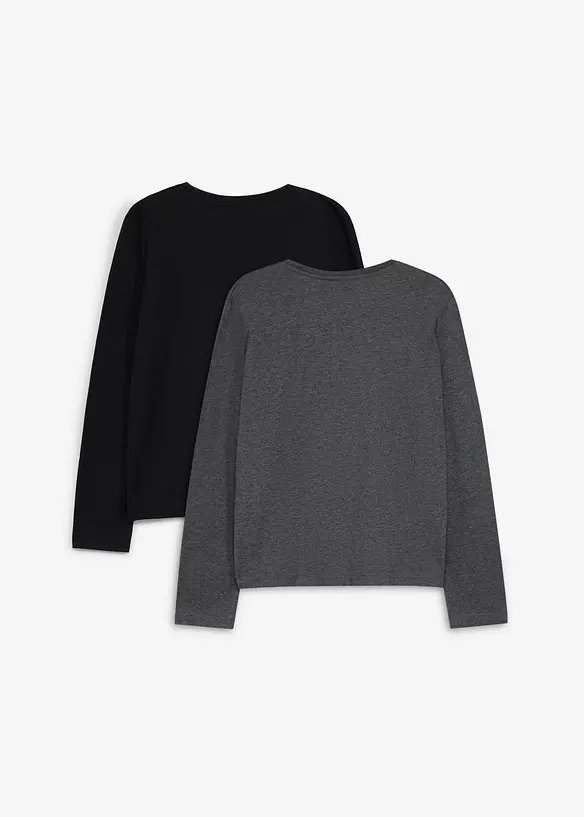 Langermet juletopp med &oslash;kologisk bomull (2-pack), bonprix