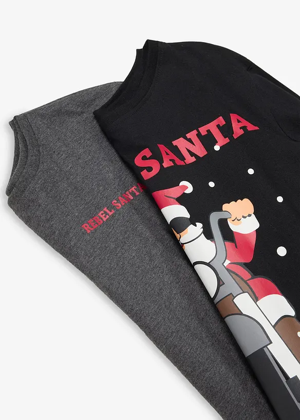 Langermet juletopp med &oslash;kologisk bomull (2-pack), bonprix