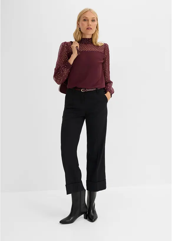 Bluse med vaflet innfelling, bonprix