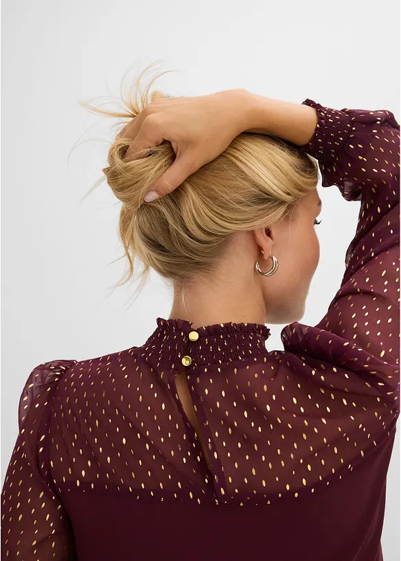Bluse med vaflet innfelling, bonprix