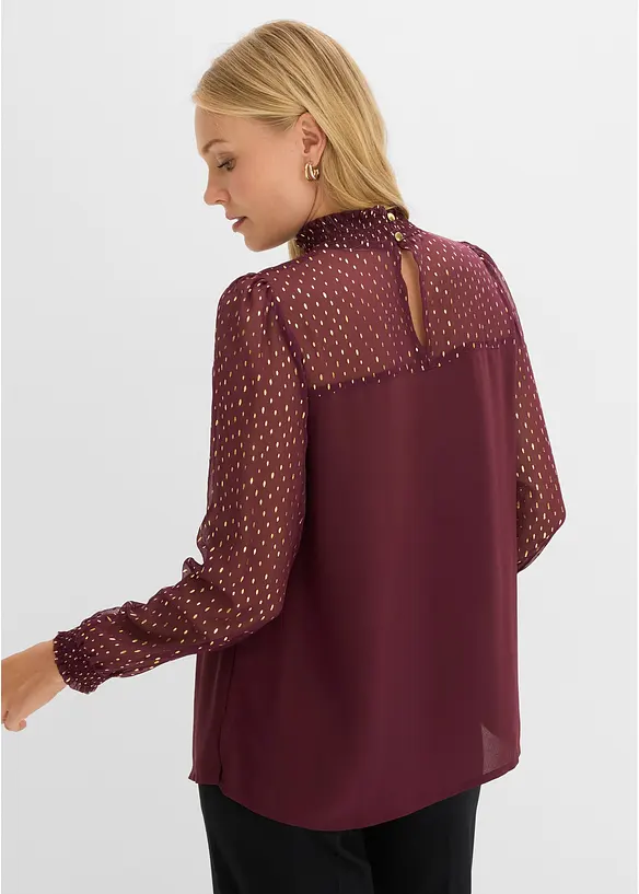 Bluse med vaflet innfelling, bonprix