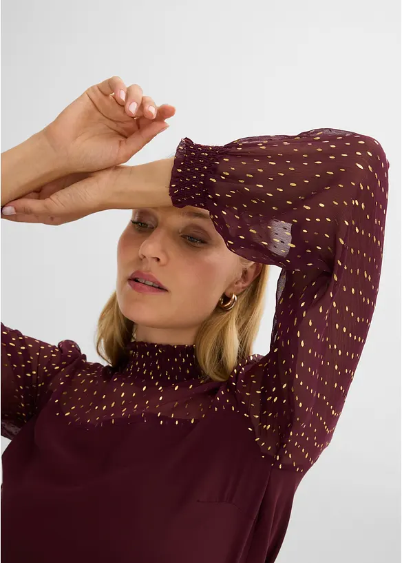 Bluse med vaflet innfelling, bonprix