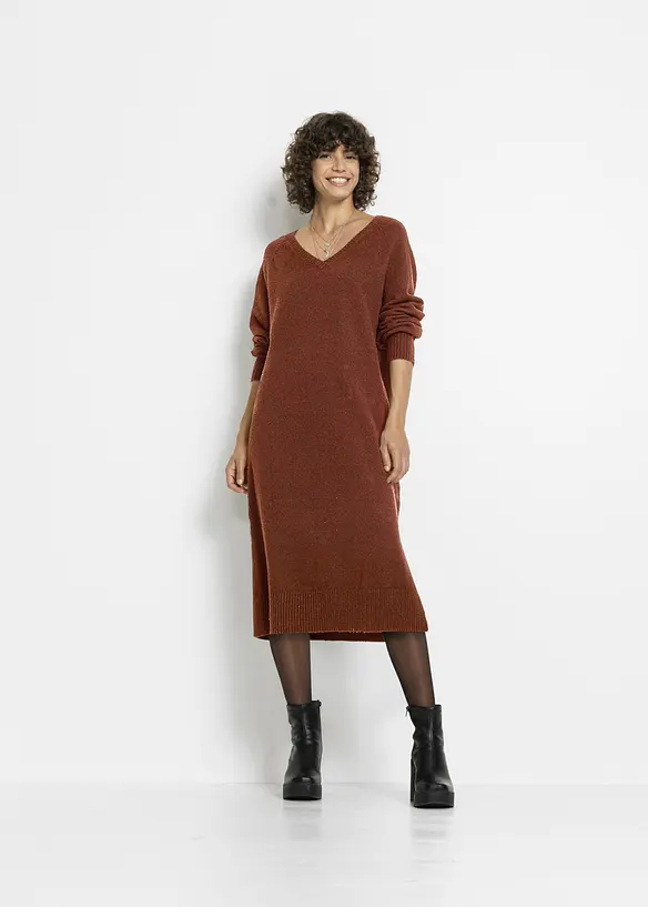 Oversized, strikket midikjole, bonprix