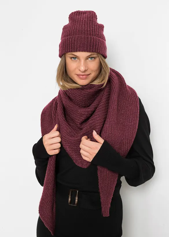Strikket skjerf og lue (2-delt sett), bonprix