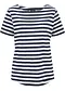 hvit/mørk blå stripet