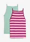 m&oslash;rk fuksia/rosa stripem&oslash;nster + matt mint ensfarget