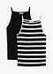 sort/naturhvit stripem&oslash;nster + sort ensfarget