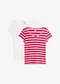 rosa/salsar&oslash;d stripem&oslash;nster + hvit