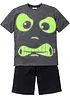 Kort pyjamas i 100% bomull med trykk som lyser i mørket (2-delt sett), bonprix