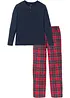 Pyjamas av 100% bomull med knappestolpe og lange ermer, bonprix