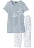 Capri-pyjamas med korte ermer, bonprix