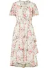 Blomstret midikjole med volanger, bonprix