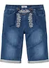 Stretch-jeansbermuda med broderi, Regular Fit, bonprix