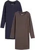 Figurnær jerseykjole i bomull med stretch (2-pack), bonprix