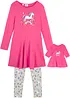 Jerseykjole+leggings med dukkekjole (3-delt sett), bonprix