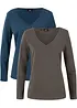 Langermet, figurnær topp (2-pack), bonprix