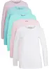 Lang, langermet topp med rund hals (5-pack), bonprix