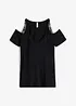 Cold shoulder-topp med blonder, bonprix
