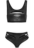 Bustier + truse ouvert i wetlook (2-delt sett), bonprix