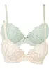 Padded-BH med raffinert broderi (2-pack), bonprix