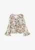 Bluse med print og volanger, bonprix