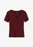 Ribbet topp med blonde, bonprix