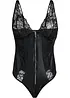 Stringbody ouvert i wetlook med glidelås, bonprix