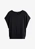 Ribbet topp med flaggermusermer, bonprix