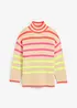 Oversized genser med neonstriper, bonprix