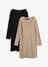 Jerseykjole med V-hals (2-pack), bonprix