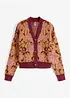 Grovstrikket cardigan med blomstermønster, bonprix