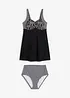 Lang tankini (2-delt sett) med high waist-bikinibukse, bonprix