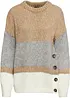 Oversized, stripet genser med knapper, bonprix