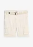 Regular Fit-cargo-bermudashorts i lin-miks med belte, bonprix