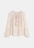 Oversized bluse med broderi, bonprix