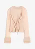 Finstrikket cardigan med rysjer, bonprix