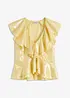 Bluse med glans og volanger, bonprix