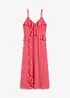 Midikjole i chiffon med volanger, bonprix