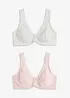 T-skjorte-BH med bøyle og økologisk bomull (2-pack), bonprix
