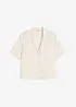 Satengbluse med krage med slag, bonprix